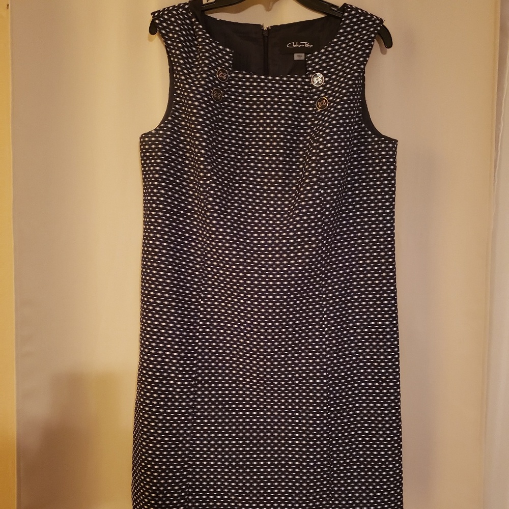 Navy and white Checkered Dress